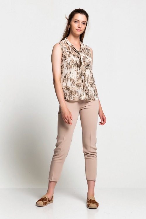 Picture of Woman Beige 0 Leopard Patterned Silvery Shirt