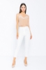 Picture of Woman White Normal Waist Skinny Trotter Work Trousers