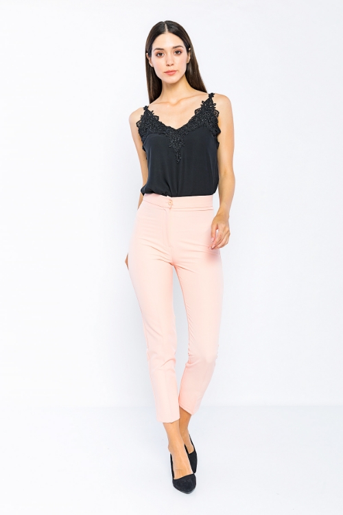 Picture of Woman Powder Normal Waist Skinny Trotter Work Trousers