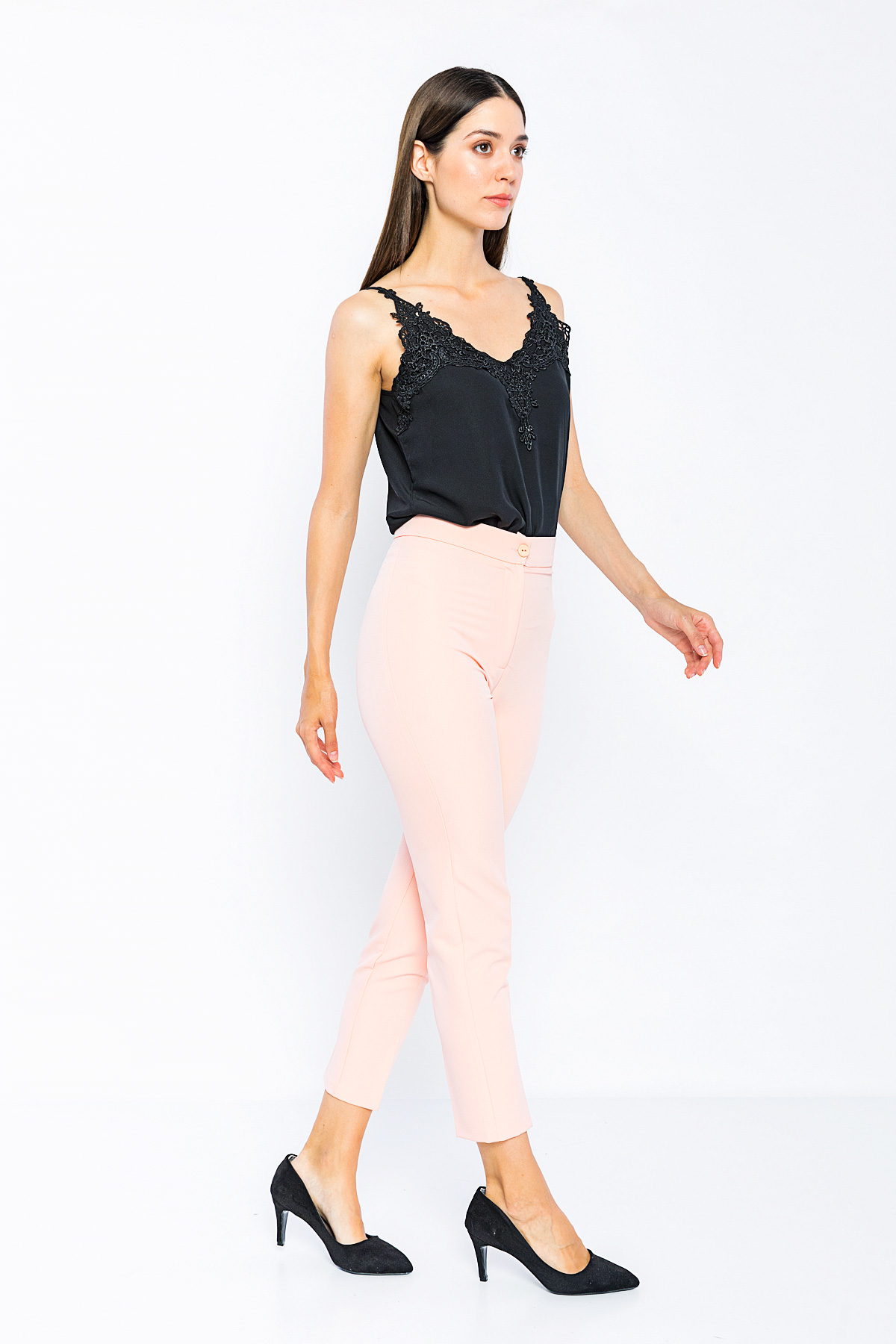 Picture of Woman Powder Normal Waist Skinny Trotter Work Trousers