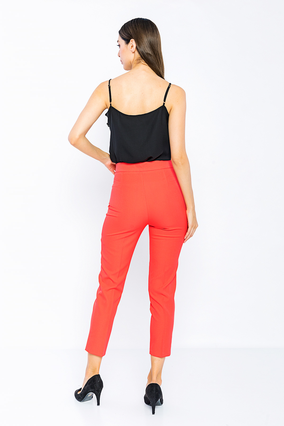 Picture of Woman Coral Normal Waist Skinny Trotter Work Trousers