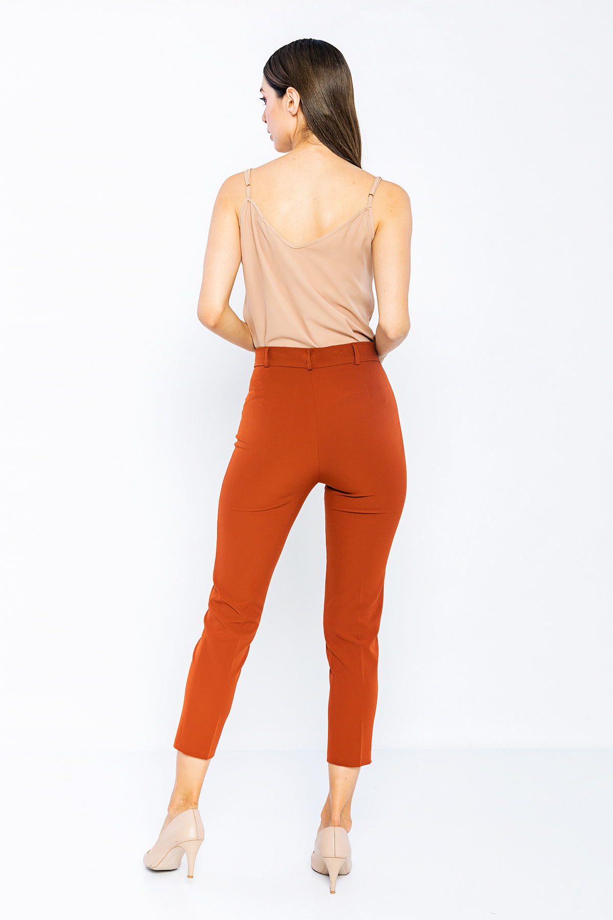Picture of Woman Cinnamon Normal Waist Skinny Trotter Work Trousers