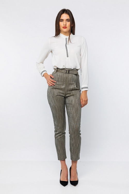 Picture of Woman Grey Pocket Detailed Work Trousers
