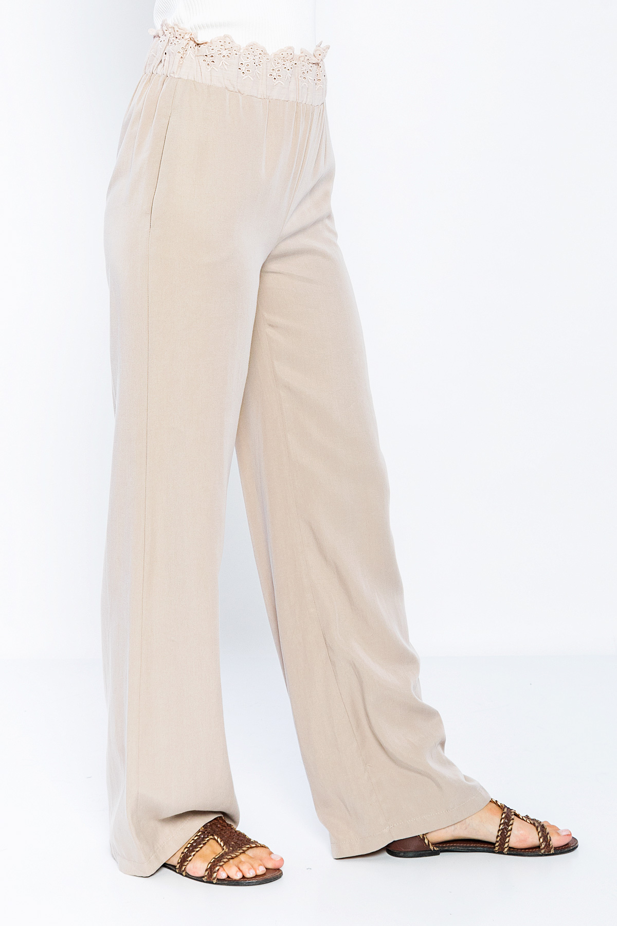 Picture of Woman Beige Safari Loose Trotter Trousers