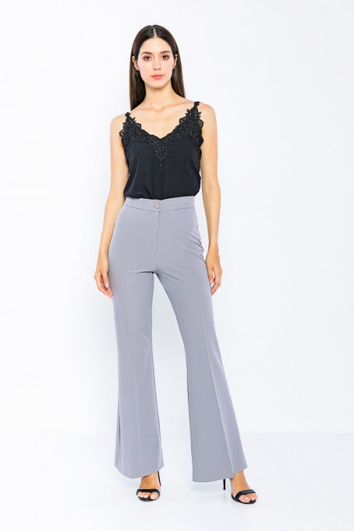 Picture of Woman Grey Classical Flare Trotter Trousers