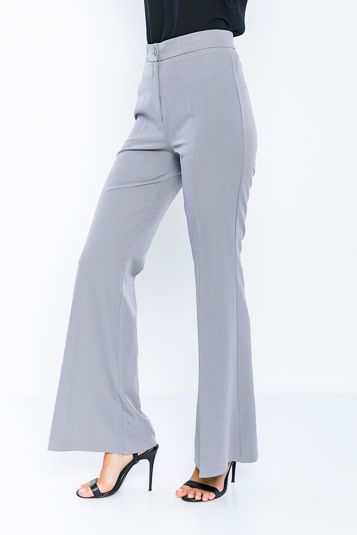 Picture of Woman Grey Classical Flare Trotter Trousers