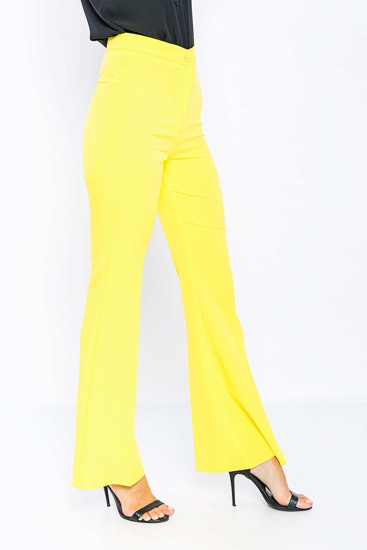 Kadın Sarı Klasik İspanyol Paça Pantolon resmi