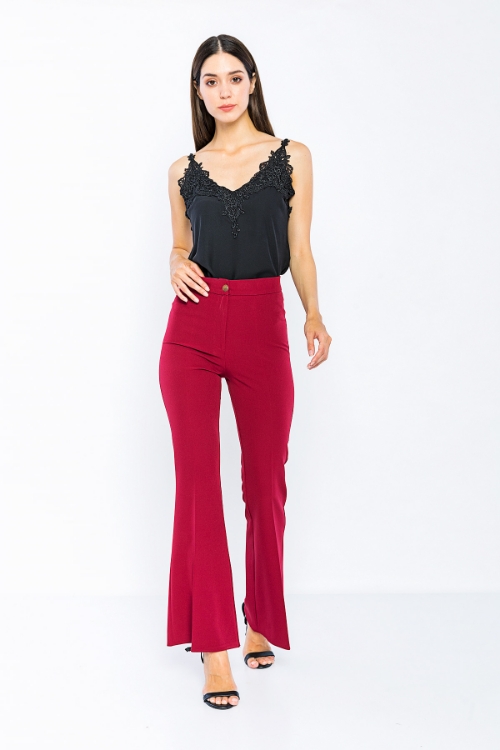 Picture of Woman Bordeux Maroon Classical Flare Trotter Trousers