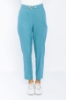 Kadın Mavi Simli Keten Yazlık Normal Paça Pantolon resmi