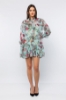 Picture of Woman Mint Long Maxi Sleeved pleated Chiffon Dress