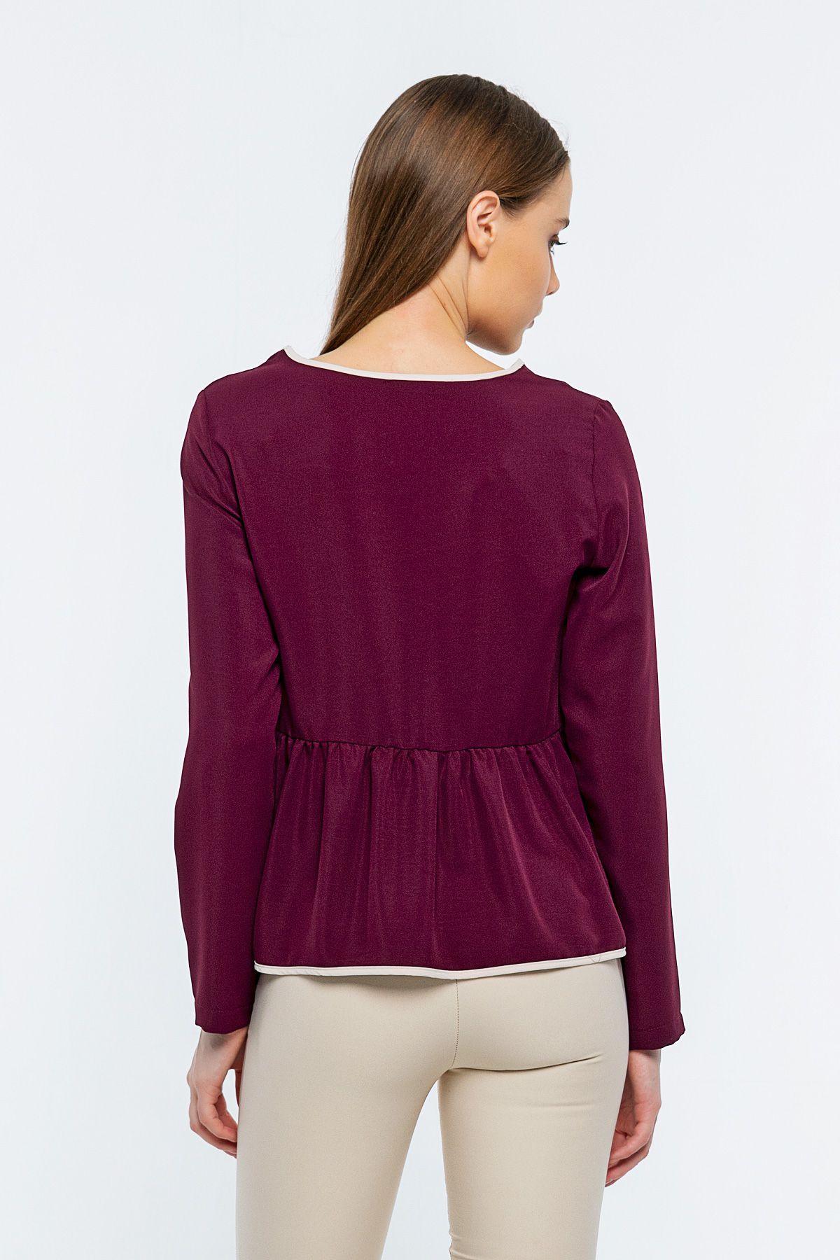Picture of piping Loose Work Blouse