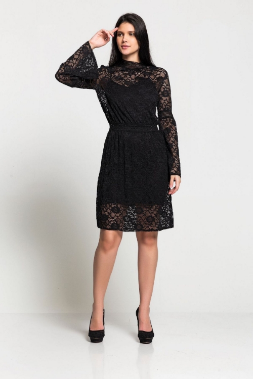 Picture of Woman Black Lace Night Night Wear Dress