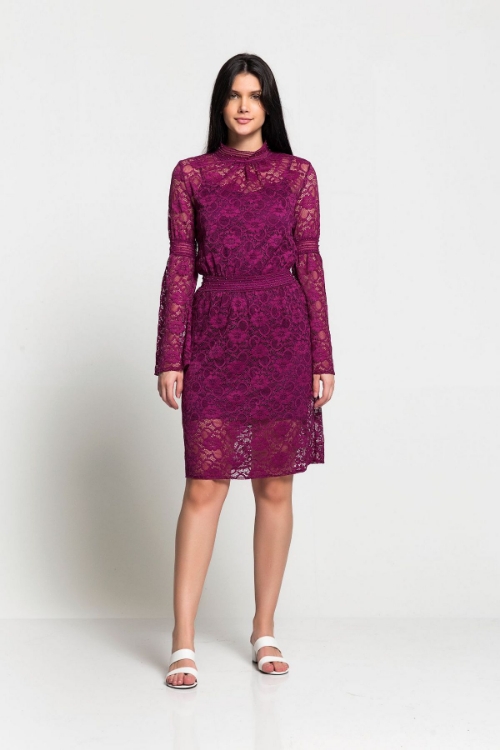 Picture of Woman Dark Fuchsia Lace Night Night Wear Dress