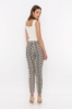 Picture of Woman Beige Skinny Trotter Patterned High Waist Trousers