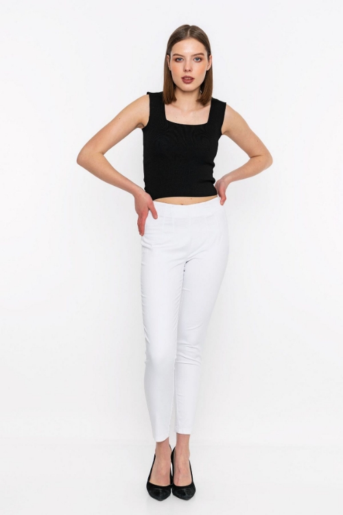 Kadın Beyaz Dar Paça Pantolon resmi