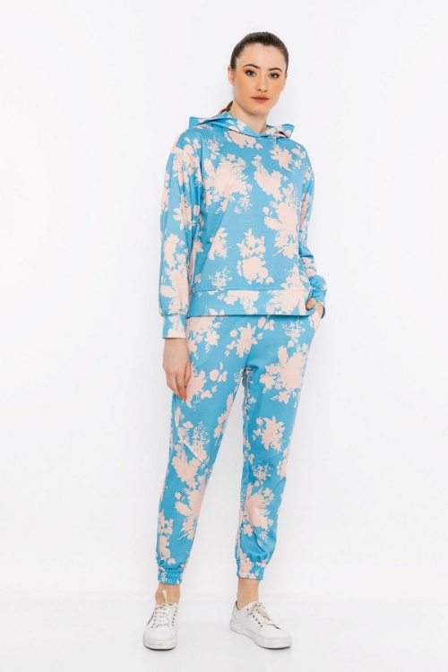 Picture of Woman Blue Patterned Sport Sport wear Tracksuit Suit