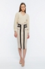 Picture of Woman Beige Knee Length Zipper Detailed Classical Skirt