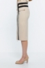 Picture of Woman Beige Knee Length Zipper Detailed Classical Skirt