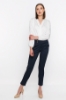 Picture of Woman Navy Navy Blue Button Detailed Classical Cut Trousers