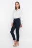 Picture of Woman Navy Navy Blue Button Detailed Classical Cut Trousers