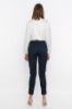 Picture of Woman Navy Navy Blue Button Detailed Classical Cut Trousers