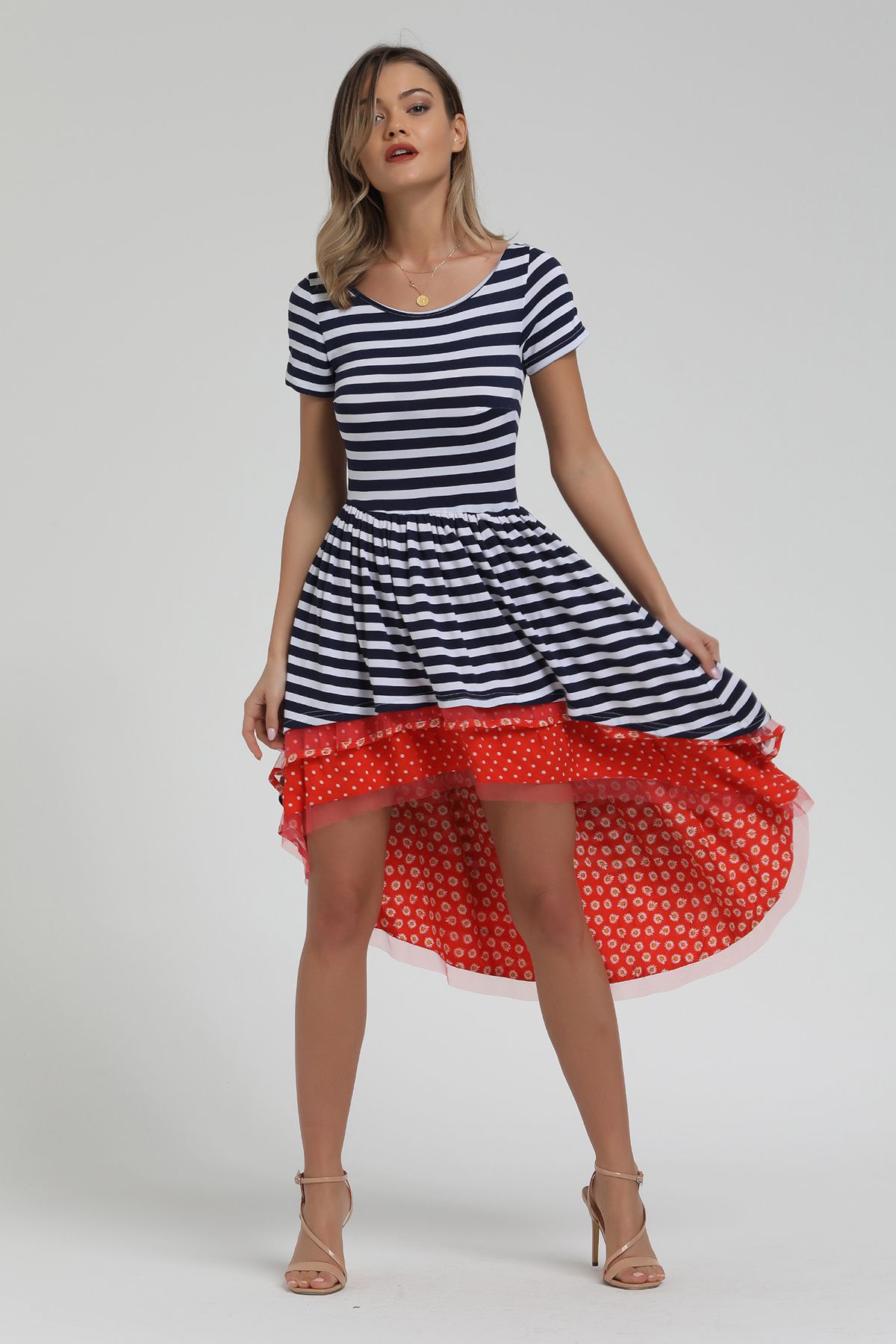 Picture of skirt Assmmetrical Asymmetrical Striped Dress
