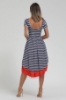 Picture of Woman Navy Navy Blue - White skirt Assmmetrical Asymmetrical Striped Dress