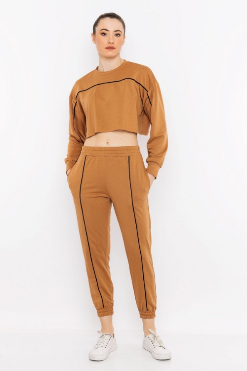 Picture of Woman Brown Two Thread Sport Sport wear Tracksuit Suit