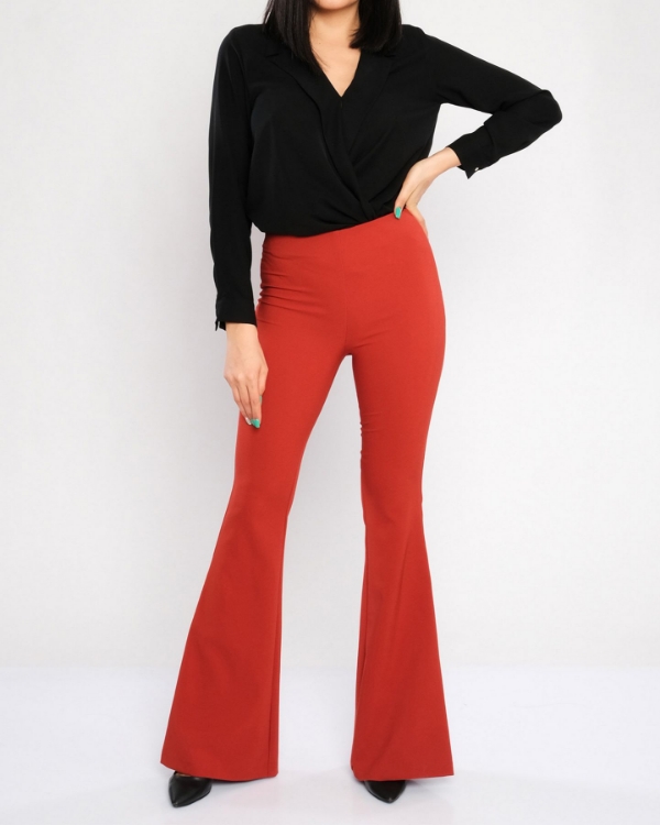 Picture of Woman Orange Flare Trotter Classical Trousers