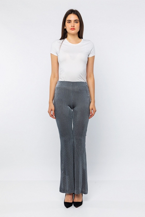 Picture of Woman Grey Velvet Flare Trotter Silvery Trousers