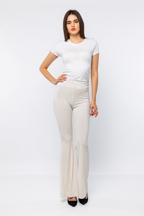 Picture of Woman Ecru Velvet Flare Trotter Silvery Trousers