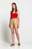 Picture of Woman Beige Belted Linen Sort