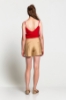 Picture of Woman Beige Belted Linen Sort