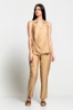 Picture of Woman Beige Sleevless Linen Belted Blouse