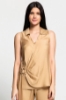 Picture of Woman Beige Sleevless Linen Belted Blouse