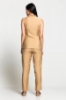 Picture of Woman Beige Sleevless Linen Belted Blouse