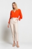 Picture of Woman Beige High Waist Belted Trousers
