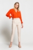 Picture of Woman Beige High Waist Belted Trousers