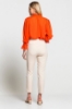 Picture of Woman Beige High Waist Belted Trousers