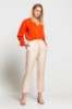 Picture of Woman Beige High Waist Elastic Trousers