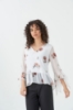 Picture of Woman White handles Ruffle V Neck Chiffon Blouse