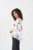 Picture of Woman White handles Ruffle V Neck Chiffon Blouse