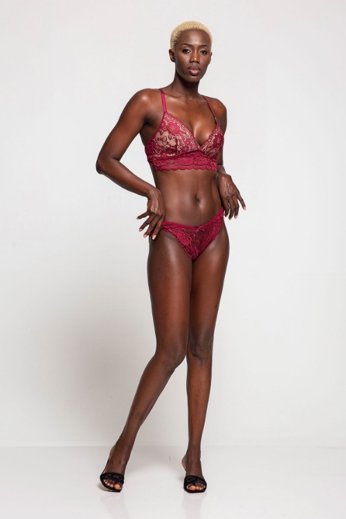 Kadın Bordo Fantazi Bralet Sütyen Takımı resmi