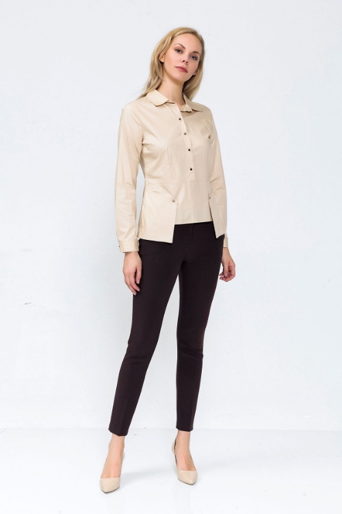 Picture of Woman Camel Buttoned Blouse