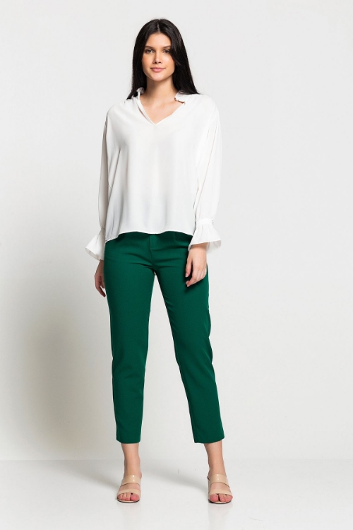 Picture of Woman Ecru Long Maxi Sleeve Chiffon Blouse