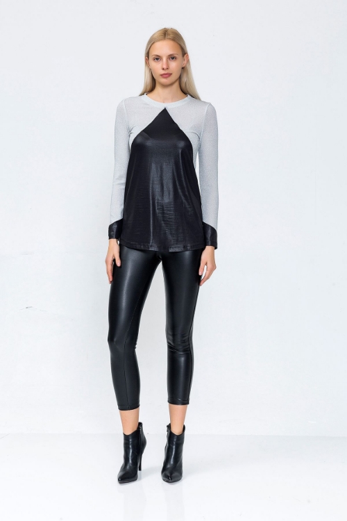 Picture of Woman Silver Silvery Blouse