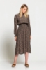 Picture of Woman Khaki flower Patterned Midi Dress