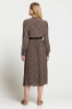 Picture of Woman Khaki flower Patterned Midi Dress