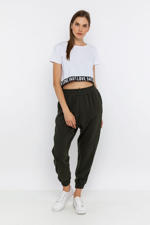 Picture of Woman Khaki Elastic Esofman Alti sweatpants