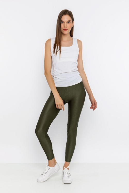 Picture of Woman Khaki Silvery Sport Sport wear Tight